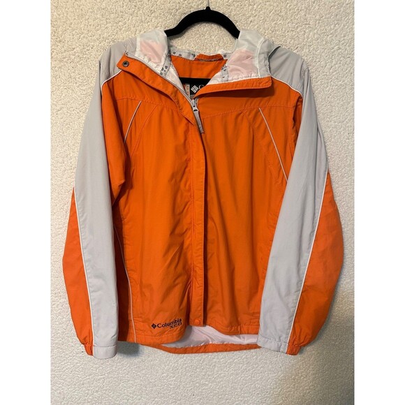 Columbia‎ XCO Jacket Women Small Orange White PACKABLE Full Zip Hooded Softshell - Picture 14 of 16